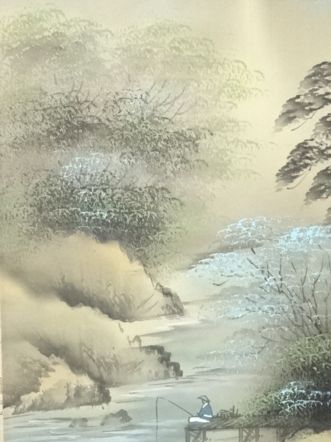 作者 ホビー・楽器・アート 彩色山水 小野立耕 掛け軸